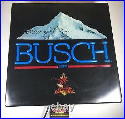 Vintage Busch Beer Mountains Logo Light Up Faux Neon Beer Sign 18x18 Excellent