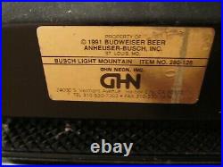 Vintage Busch Light Beer Mountain Neon Bar Light Sign (original) 1991 Vgc