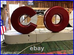 Vintage CONOCO Gas Station Island Canopy NEON Rooftop OLD Oil Advertising SIGN