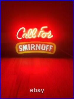 Vintage Call For Smirnoff Neon Sign Beer Liqour Bar Vodka Advertising 14x14