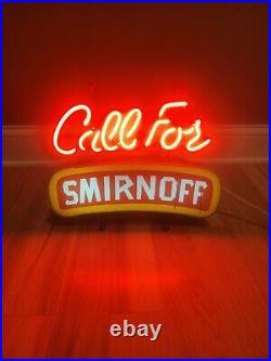 Vintage Call For Smirnoff Neon Sign Beer Liqour Bar Vodka Advertising 14x14