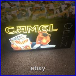 Vintage Camel Cigarette Sign, OPEN, Metal Neon Sign