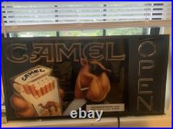 Vintage Camel Cigarette Sign, OPEN, Metal Neon Sign