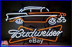 Vintage Car Auto Budweiser Bow Tie Bar Beer Neon Sign 24x20 From USA