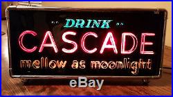 Vintage Cascade Whiskey Advertising Glass Light Sign Dickel (1930's)