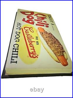 Vintage Castleberrys Enjoy A Chili Hot Dog Advertising Light Up Sign 19 X 11