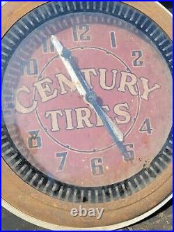 Vintage Century Tires Neon Clock Gas Oil Sign Firestone Light Lamp