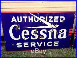 Vintage Cessna Aviation Large Porcelain Neon Sign Authorized Service