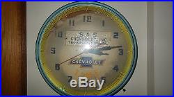 Vintage Chevrolet Advertising neon clock Sign, 50s, Thompsontown, Pa. No Reserve