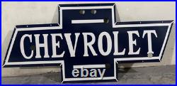 Vintage Chevrolet Bow Tie Gas & Oil Neon Porcelain Enamel Sign SSPN 46x21