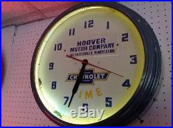 Vintage Chevrolet neon clock. Sign