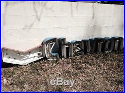Vintage Chevron Dealer Gasoline Gas Oil Letter Neon Sign Service Old Station
