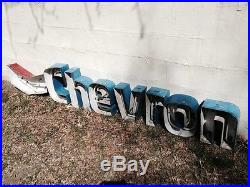 Vintage Chevron Dealer Gasoline Gas Oil Letter Neon Sign Service Old Station