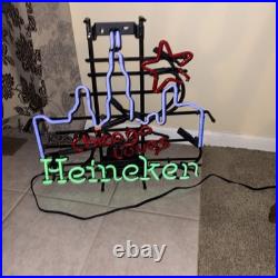 Vintage Chicago Loves Heineken Neon Sign Beer Bar Light 24x23 Works But Broken