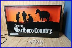 Vintage Come to Marlboro Country Light Up Backlit Neon Advertising Cowboy Sign