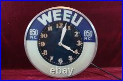 Vintage Devoe Paints Neon Clock Sign Weeu Radio 850kc Advertising Working