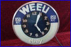 Vintage Devoe Paints Neon Clock Sign Weeu Radio 850kc Advertising Working