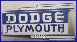 Vintage Dodge Plymouth Neon Left Facing Gas & Oil Porcelain Enamel Sign
