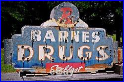 Vintage Double Sided Neon Sign Barnes Drugs