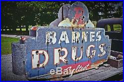Vintage Double Sided Neon Sign Barnes Drugs
