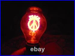 Vintage Duro-Lite Peace Sign Neon Glow Bulb Aerolux Type Light Bulb 3inch bulb