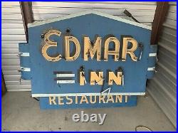 Vintage EDMAR INN Restaurant ROME NY Large Two Sided NEON Art Deco SIGN 60x43x10