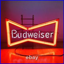Vintage Early BUDWEISER Bow Tie Light Beer Neon Sign Advert TESTED & WORKING