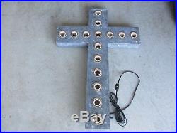 Vintage Early Electric Cross With Lightbulb Sockets Neon