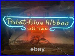 Vintage Early Pabst Blue Ribbon on tap Neon Sign 33 x 9