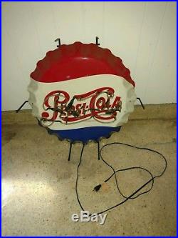 Vintage Embossed Pepsi Cola Bottle Cap Sign Stout Antique original neon light 32