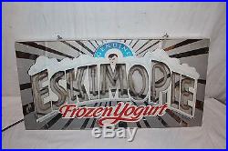 Vintage Eskimo Pie Ice Cream Frozen Yogurt Soda Fountain 24 Neon Lighted Sign