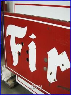 Vintage FIRESTONE Neon Sign, Porcelain, Stainless Steel, 12 ft x 4 ft, Gas Oil