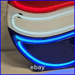 Vintage Fallon Pepsi Cola Red White Blue Neon Lighted Sign 15 Inch Diameter