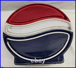 Vintage Fallon Pepsi Cola Red White Blue Neon Lighted Sign 15 Inch Diameter
