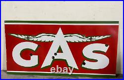 Vintage Flying A Gas Neon Gas & Oil Porcelain Enamel Sign SSPN 48x24