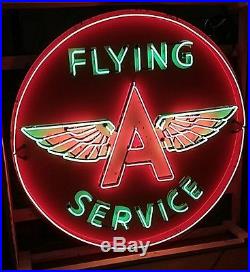 Vintage Flying A Service 72 porcelain neon sign! Circa 1956. Very nice sign