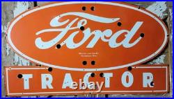 Vintage Ford Porcelain Sign Old 48 Neon Skin Farm Tractor Dealer Sales Service