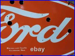 Vintage Ford Porcelain Sign Old 48 Neon Skin Farm Tractor Dealer Sales Service