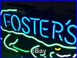 Vintage Fosters Beer Alligator Neon Light Up Sign Game Room Man Cave Australia