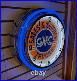 Vintage GMC Sales & Service Trucks Sign 18 Metal Neon Clock