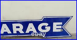 Vintage Garage Arrow Service Neon Gas & Oil Porcelain Enamel Sign SSPN 48X13.25