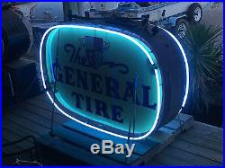 Vintage General Tire Sign Porcelain And Neon On Both Sides