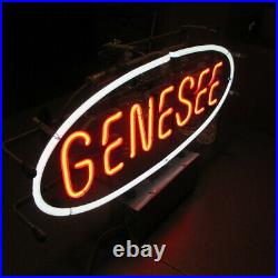 Vintage Genny Light Neon Beer Sign Lighted white and red RARE WORKS -24x15x 4