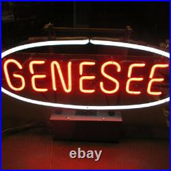 Vintage Genny Light Neon Beer Sign Lighted white and red RARE WORKS -24x15x 4