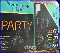 Vintage Girls Rule Neon Table Top Light Sign Lamp 8x11.75 & Party Sign NIB