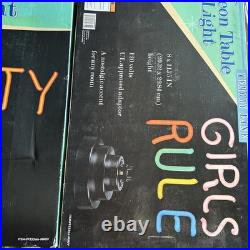 Vintage Girls Rule Neon Table Top Light Sign Lamp 8x11.75 & Party Sign NIB