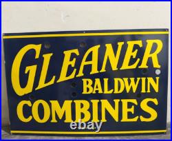 Vintage Gleaner Baldwin Gas & Oil Porcelain Enamel Neon Sign SSPN 40X26