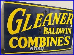 Vintage Gleaner Baldwin Gas & Oil Porcelain Enamel Neon Sign SSPN 40X26