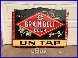 Vintage Grain Belt Beer on Tap 4 x 3 foot porcelain neon sign Friendly Minnesota