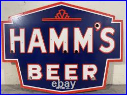 Vintage Hamm's Beer Gas & Oil Porcelain Enamel Neon Sign SSPN 48x36